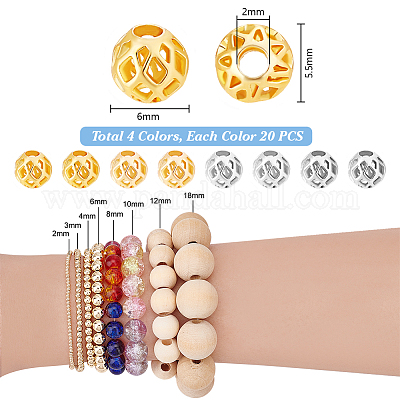 80шт 4 цвета латунные бусины KK-PH0011-96-1