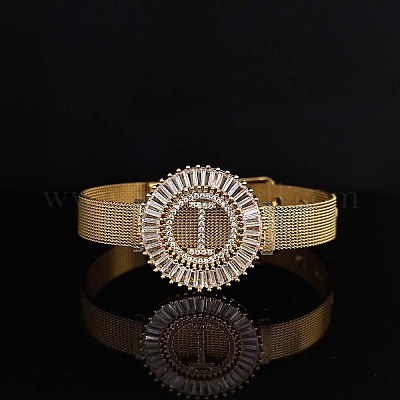 Латунные браслеты с микропаве из прозрачных кубических цирконий для женщин FS-WGA7409-09-1