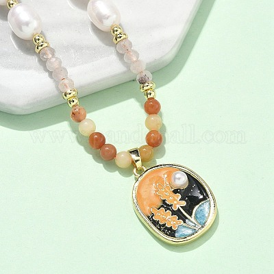 Ожерелья из натурального мьянманского нефрита для женщин NJEW-G165-01B-G-1