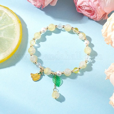 Браслеты из синтетического лунного камня и стеклянных круглых бусин BJEW-JB11858-04-1
