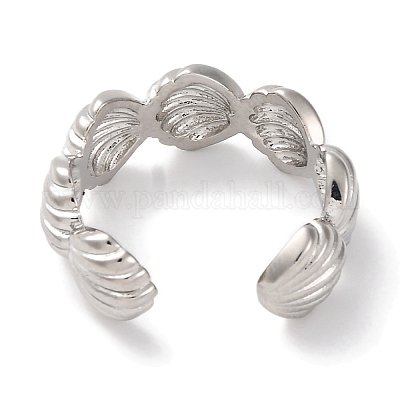 Кольца-манжеты из латуни с покрытием в форме ракушки для женщин RJEW-S242-04P-1