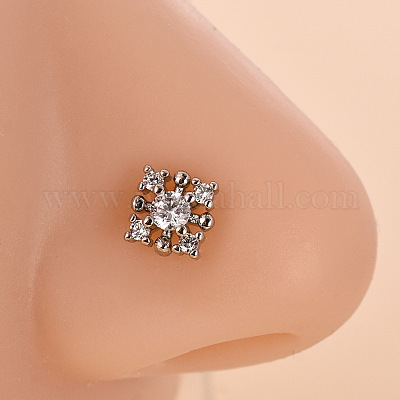 Кольца для носа Г-образной формы из хирургической нержавеющей стали 316L с прозрачным кубическим цирконием WG09863-03-1