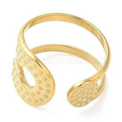 Двухслойное открытое кольцо-манжета из нержавеющей стали 304 для женщин RJEW-I098-27G-1