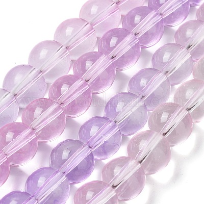 Выпечка расписные прозрачные стеклянные бусины DGLA-M001-10mm-04-1