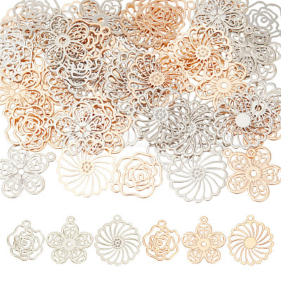 60 шт. 6 стиля долговечных латунных подвесок с покрытием&nbsp;KK-HY0003-72-1