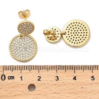 Серьги-гвоздики с цирконом из латуни EJEW-M097-01B-G-1