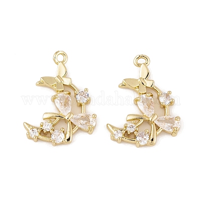 Латунные микропаве прозрачные подвески с фианитом KK-L212-23G-1