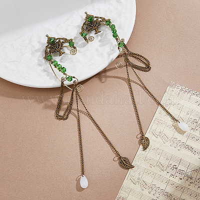 1 пара серег-каффов в форме дерева из сплава EJEW-HS0001-23A-1