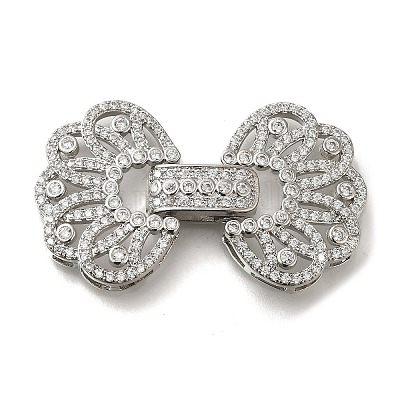 Стойка покрытие цветок латунь микропаве прозрачный кубический цирконий складные застежки KK-H512-06P-1