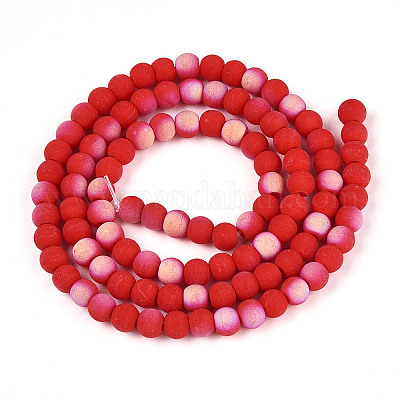 Нити из матовых непрозрачных стеклянных бусин GLAA-T032-P4mm-MBB04-1