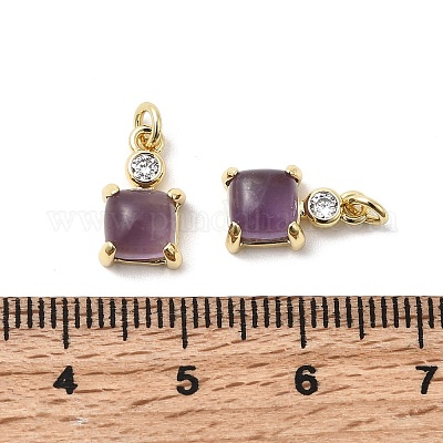 Натуральные аметистовые квадратные подвески KK-Z137-15G-02-1