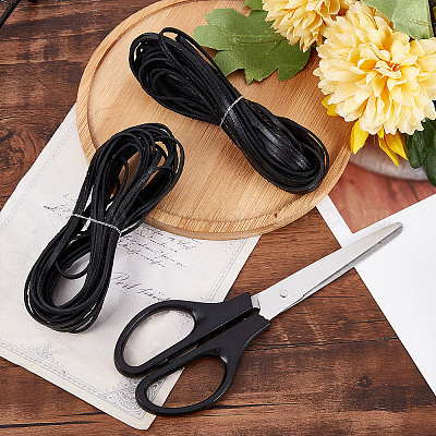 GORGECRAFT 11Yds 3mm Black Flat Genuine Leather Cord Natural Leather String  Lace Strips Full Grain Cowhide Braiding String Roll for Jewelry Making DIY