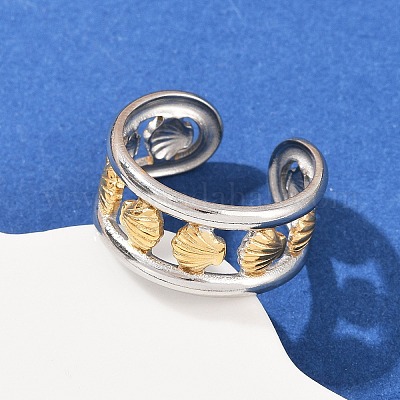 Двухцветные манжетные кольца из нержавеющей стали 304 RJEW-S635-01GP-20-1