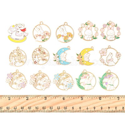 30шт 15 стиля подвески из сплава с эмалью ENAM-FS0003-64-1