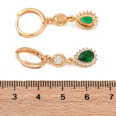 Латунные микропроволочные кубические серьги с цирконием EJEW-K300-49G-1