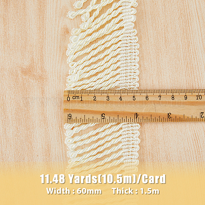 10.5 ярд полиэфирной кружевной ленты с кисточками OCOR-WH0082-106-1