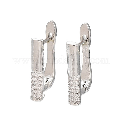 Покрытие стойки из латуни с фурнитурой для сережек-обручей с кубическим цирконием KK-Z036-09P-1