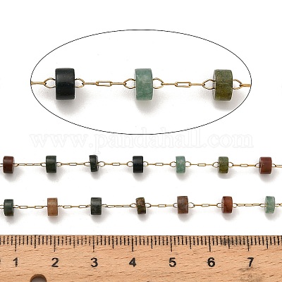 Бусины из индийского агата ручной работы из нержавеющей стали 304 CHS-B011-05G-02-1