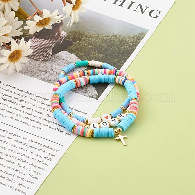 Wholesale Polymer Clay Heishi Beads Stretch Bracelets Sets for