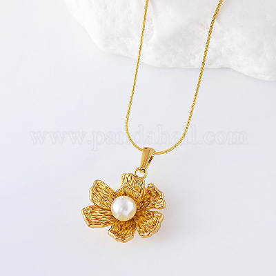 3 шт. ожерелье из нержавеющей стали с имитацией жемчуга в виде цветка для женщин SX1880-1