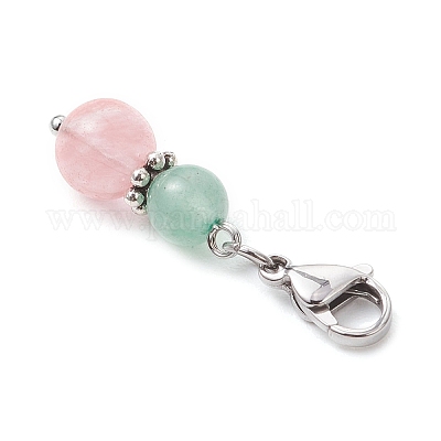 10 шт. круглые подвески из натуральных и синтетических драгоценных камней HJEW-JM03552-1