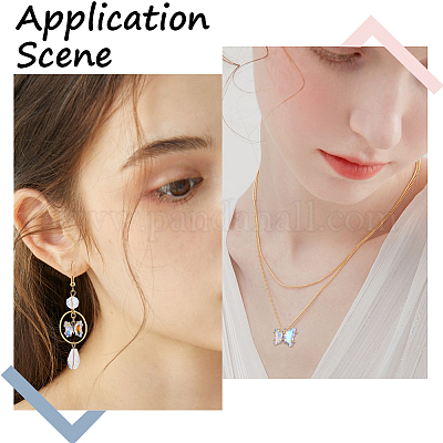 32шт 4 цвета латунь со стеклянными подвесками KK-SC0003-57-1