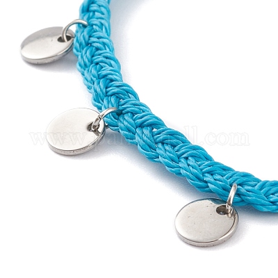 Silver Lockit Bracelet, Silver and Blue Polyester Cord