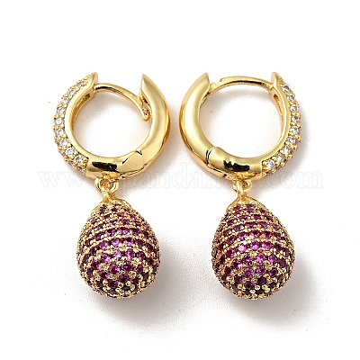 Серьги-кольца с кубическим цирконием EJEW-F288-04-1