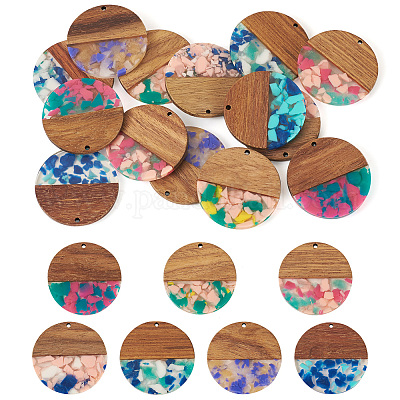 14 шт. подвески из 7-х цветов из смолы и ореха FIND-TA0006-46-1