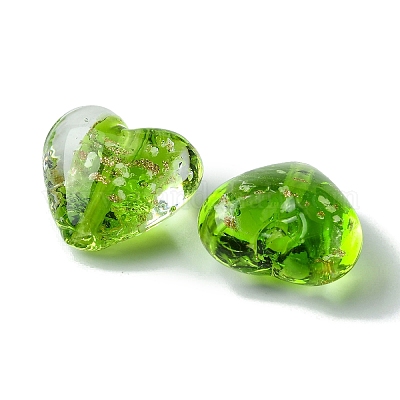 Светящиеся бусины лэмпворк из золота и песка ручной работы FOIL-B001-03E-1