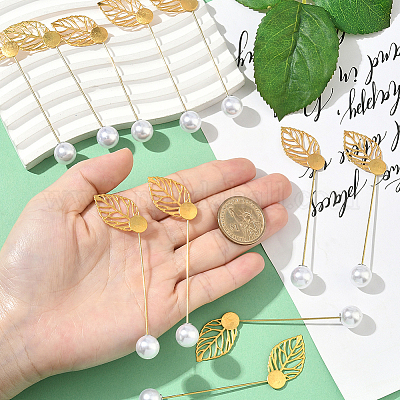 40 шт. булавки для галстука из нержавеющей стали в форме листа для женщин JEWB-SC0001-75E-1