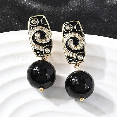 Круглые серьги-кольца из латуни с микропаве из прозрачных кубических цирконий EJEW-S261-02G-1