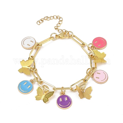 Браслеты с подвесками из латуни и эмалевого сплава BJEW-JB11626-1