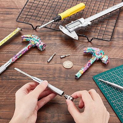 Набор молотков из латуни и железа с цветочным принтом TOOL-WH0030-07P-1