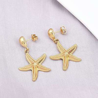 Серьги-гвоздики из нержавеющей стали 304 EJEW-P325-05A-G-1