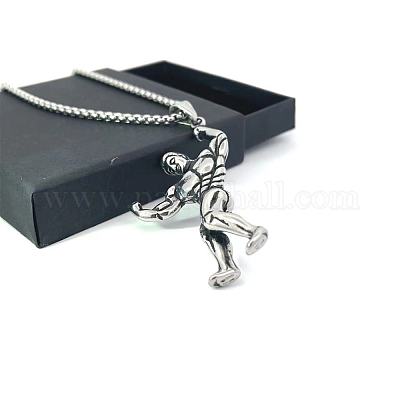 Винтажные подвески для мужчин из нержавеющей стали в виде мускулистого мужчины в спортзале KO1152-1