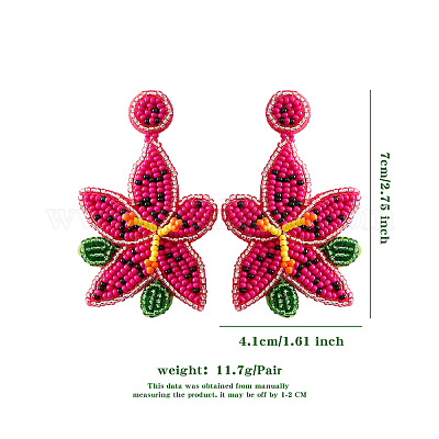 Ohrstecker aus Glasperlen und Plastikblumen&nbsp;FS-WG3635B-01-1