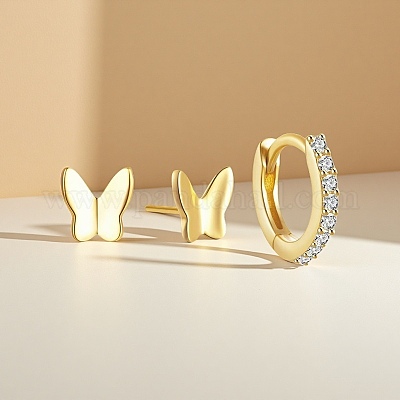 3 комплект сережек-бабочек из стерлингового серебра VC5348-1-1