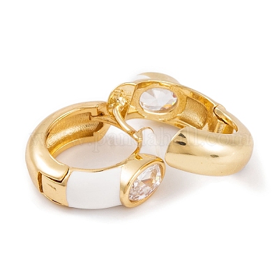Серьги из латуни с эмалью кубического циркония EJEW-S219-14G-04-1