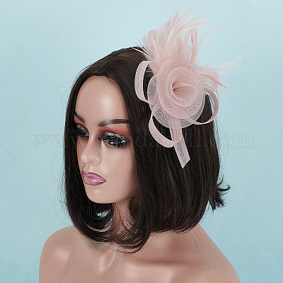 Аксессуары для волос из полиэстера и перьев AJEW-WH0031-31B-1