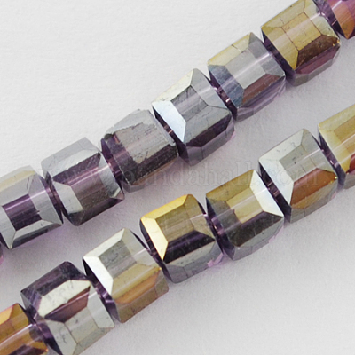 Стеклянные бусины с гальваническим покрытием  X-EGLA-R030-4x4mm-22-1