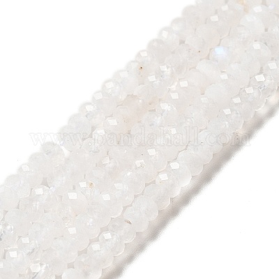 Natural Rainbow Moonstone Beads Strands, Faceted, Rondelle, 4x2mm, Hole:  0.7mm, about 152pcs/strand, 15.35''(39cm)