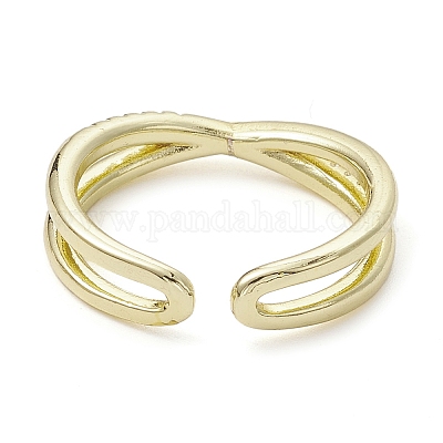 Стойка покрытие латунь микро паве кубический цирконий открытые манжеты кольца RJEW-K257-19G-1