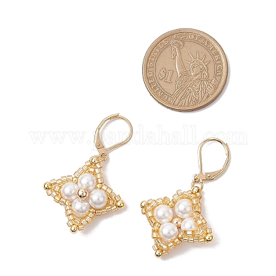 Стеклянные бусины ромбовидные серьги-русалки EJEW-MZ00346-01-1