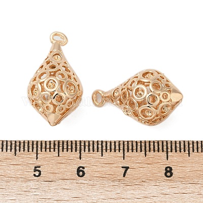 Полые латунные подвески со стразами KK-G532-07G-1