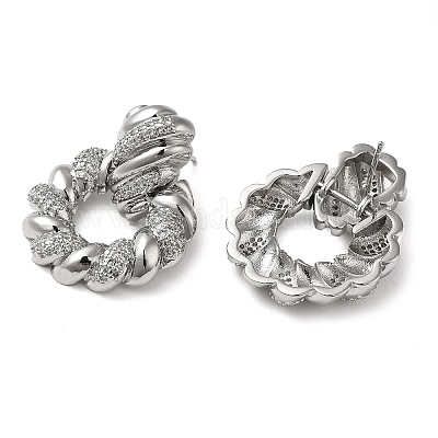 Серьги с подвесками и прозрачным кольцом из кубического циркония EJEW-G373-03P-1