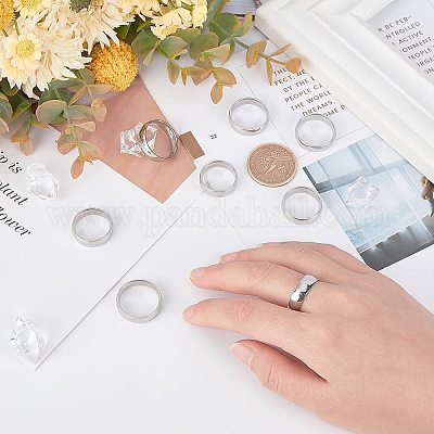 Wholesale UNICRAFTALE 8pcs 4 Sizes Stainless Steel Finger Rings Fashion  Midi Rings Comfort Fit Size 6/7/8/9 Rings 6mm Wide Simple Smooth Finger Rings  Set Plain Band Rings Knuckle Rings 