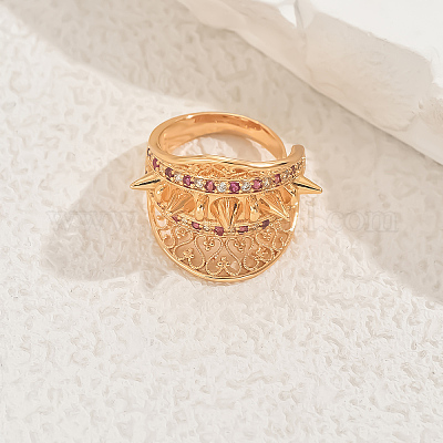 Геометрические полые латунные микропаве кубические цирконии регулируемые кольца для женщин GM7706-1-1