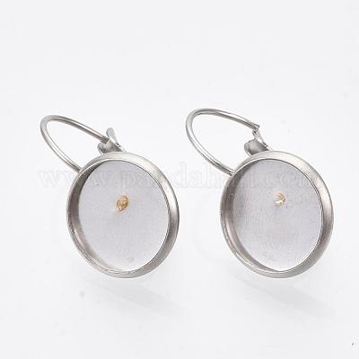 Устойчивый к потускнению плоский круглый поднос гладкая поверхность нержавеющая сталь 304 фурнитура для сережек с застежкой-рычагом X-STAS-R065-66-1