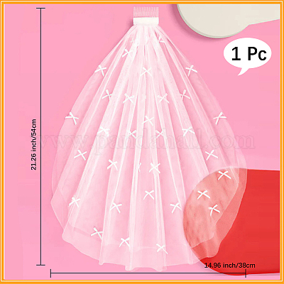 Свадебная фата из полиэстера с бантом AJEW-WH20067-072B-1